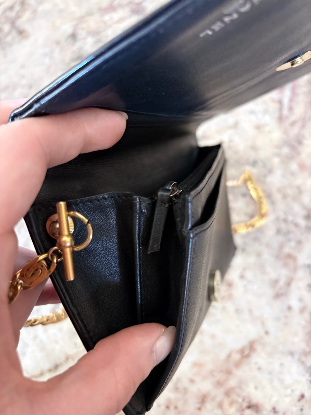 CHANEL Black Patent Leather Wallet with Gold Chain WOC - Picture 11 of 15